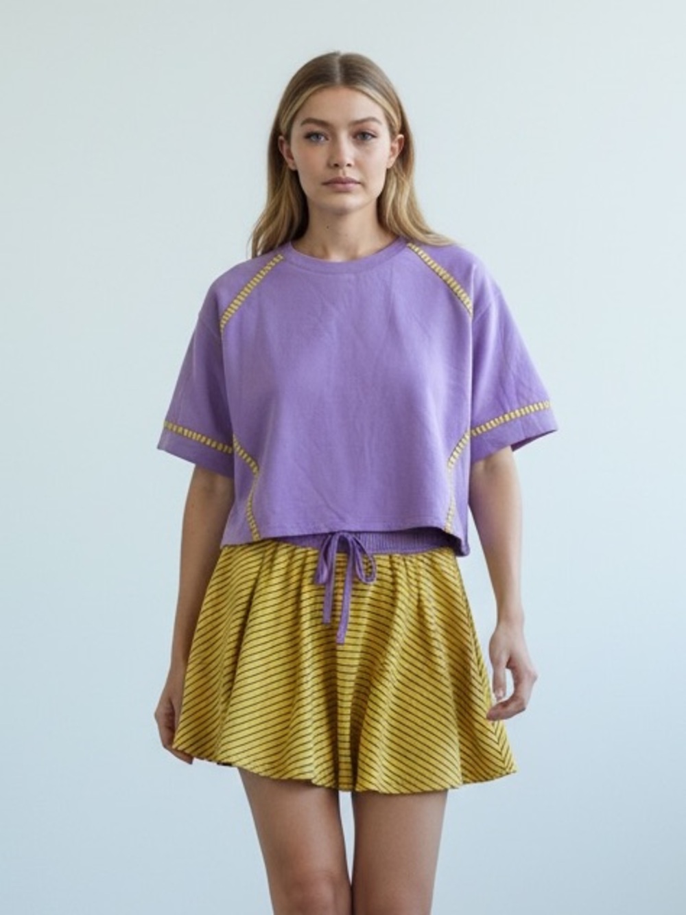 566. French Terry skort set lavender yellow